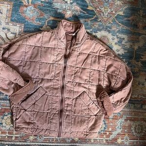 Free People Quilted Dolman Maroon Jacket size medium